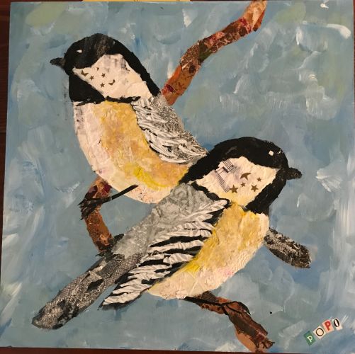 Black Capped Chickadees by Sharon Krulak