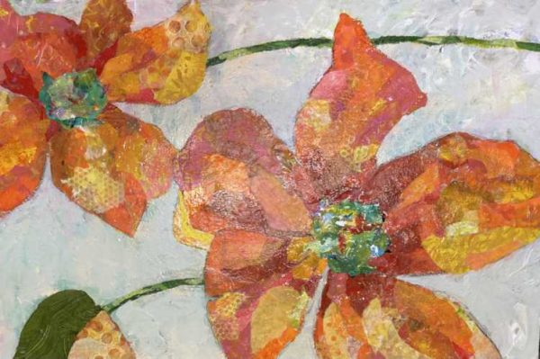 Fanciful Fleure, torn paper collage by Sharon Krulak